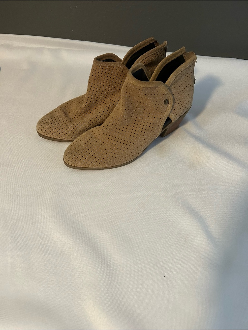 Adam Tucker Perforated Ankle Booties in Tan